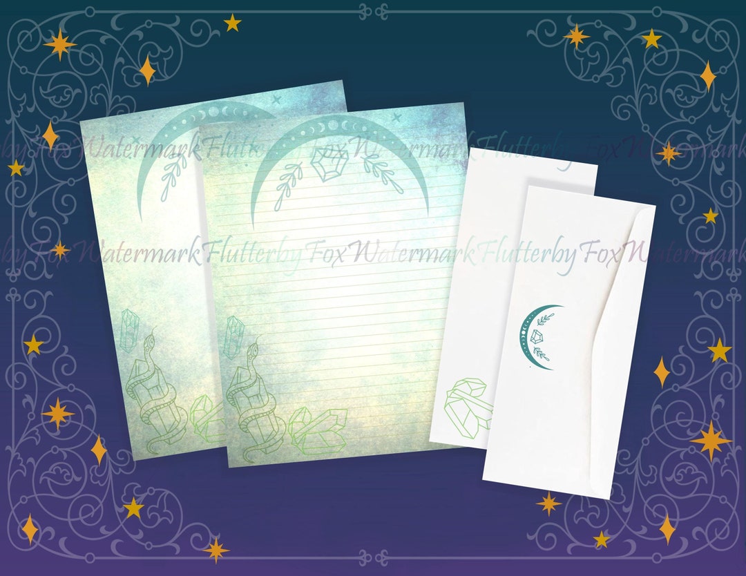 Green Gemstone Snake Paper | Snake Writing Paper | Crystal Page | Green ...