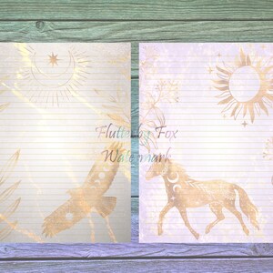 Golden Animals Stationery Set Animal Writing Paper Astrology Stationery Paper Moon Stationery Book of Shadows Grimoire Paper image 8