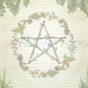 Green Pentacle Stationery Set Summer Pentacle Paper Pentacle Writing Paper Solstice Paper Woodland Stationery Green Witch Paper image 4