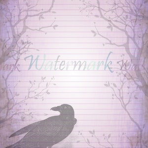 Purple Raven Stationery Set Crow Writing Paper Raven Envelope Forest Stationery Goth Writing Raven Letter Paper Black Bird Pages image 4