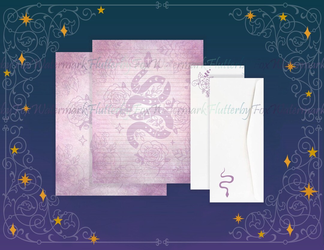 Rose Snake Writing Paper Set | Snake Stationery | Moon Snake Paper ...