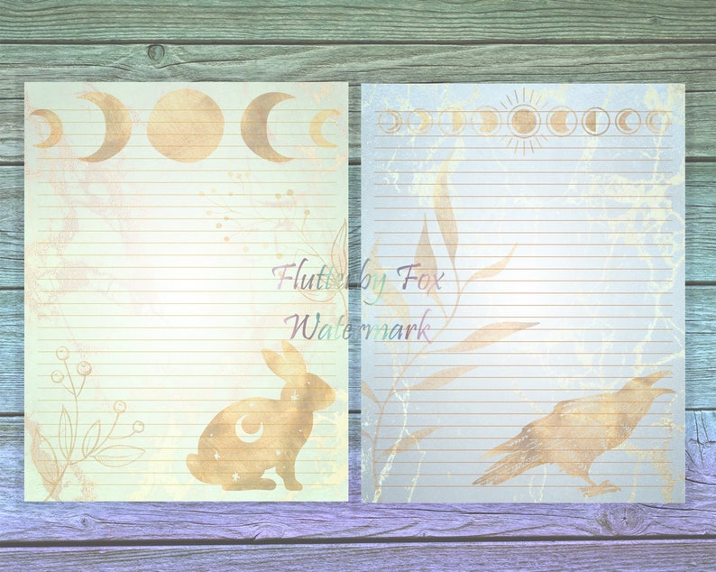 Golden Animals Stationery Set Animal Writing Paper Astrology Stationery Paper Moon Stationery Book of Shadows Grimoire Paper image 7