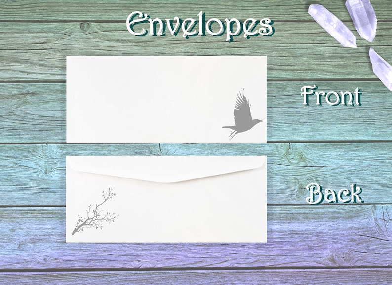 Purple Raven Stationery Set Crow Writing Paper Raven Envelope Forest Stationery Goth Writing Raven Letter Paper Black Bird Pages image 3