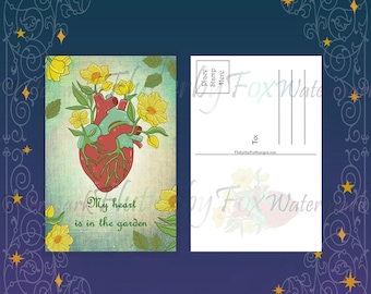 Garden Heart Post Card | Green Thumb Post Card | Green Witch Stationery | Gothic Garden Post Card