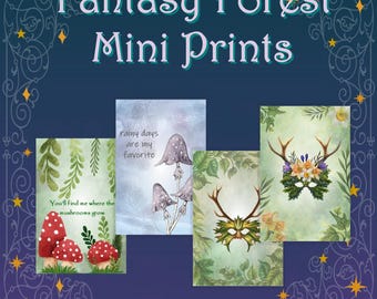 Fantasy Forest Mini Prints | Animal Trading Cards | ACEO Print