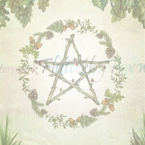 Green Pentacle Stationery Set Summer Pentacle Paper Pentacle Writing Paper Solstice Paper Woodland Stationery Green Witch Paper image 5