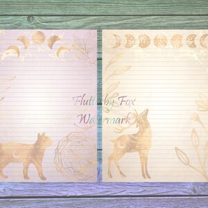 Golden Animals Stationery Set Animal Writing Paper Astrology Stationery Paper Moon Stationery Book of Shadows Grimoire Paper image 6