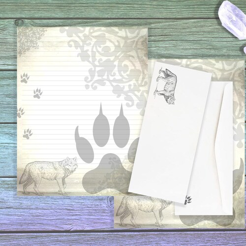 Grey Wolf Writing Paper Set Wolves Stationery Wolf Etsy