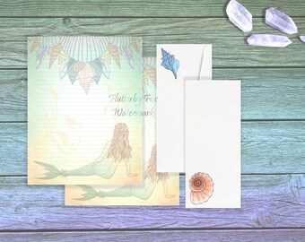 Shell Mermaid Stationery Set | Mermaid Writing Paper | Mermaid Letter Paper | Mermaid Journal | Ocean Magic Paper | Mermaid Page Set