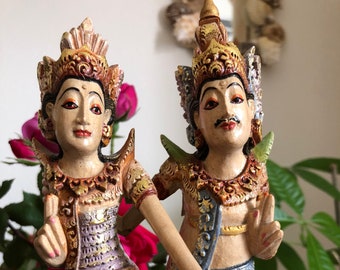 Balinese Rama Sita Carved Wood Figurine