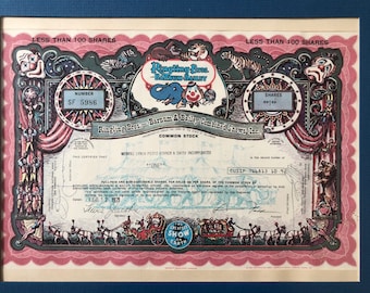 Ringling Bros. Barnum Bailey - Specimen Vintage Stock Certificate