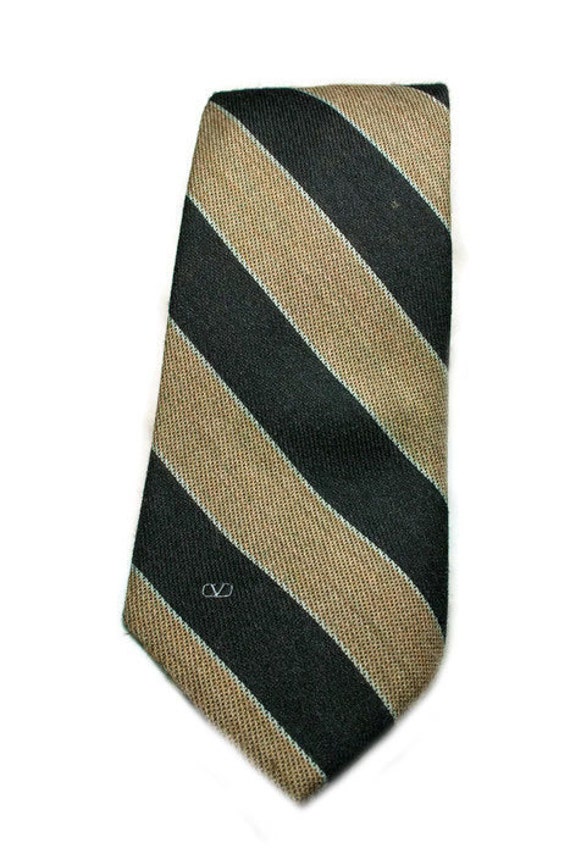 Valentino Cravatte Wool & Silk Striped Tie - image 1