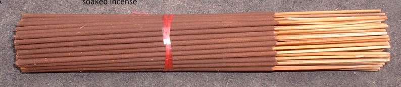 Zelda's soaked incense! The bundle is aprox 100 sticks and are aprox 11 inches long. Burn time aprox. an hour.