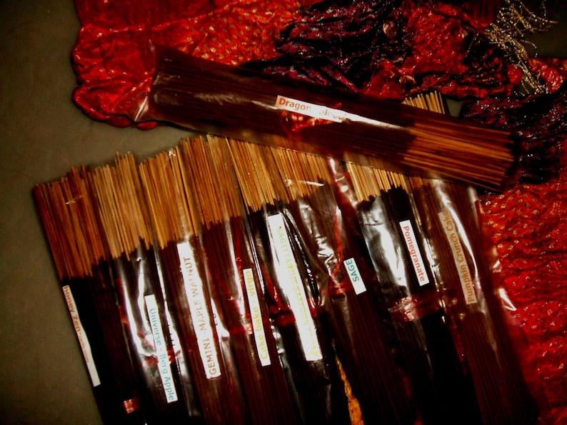 Zelda's Bundles of aprox 100 sticks of dipped incense in scented oil