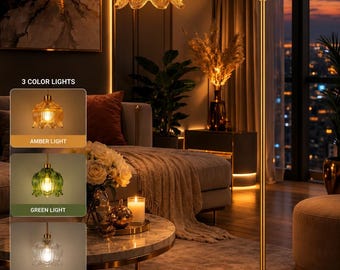 Lampada da terra giapponese in carta di riso – Lampada da terra in stile Noguchi giapponese con luce LED calda