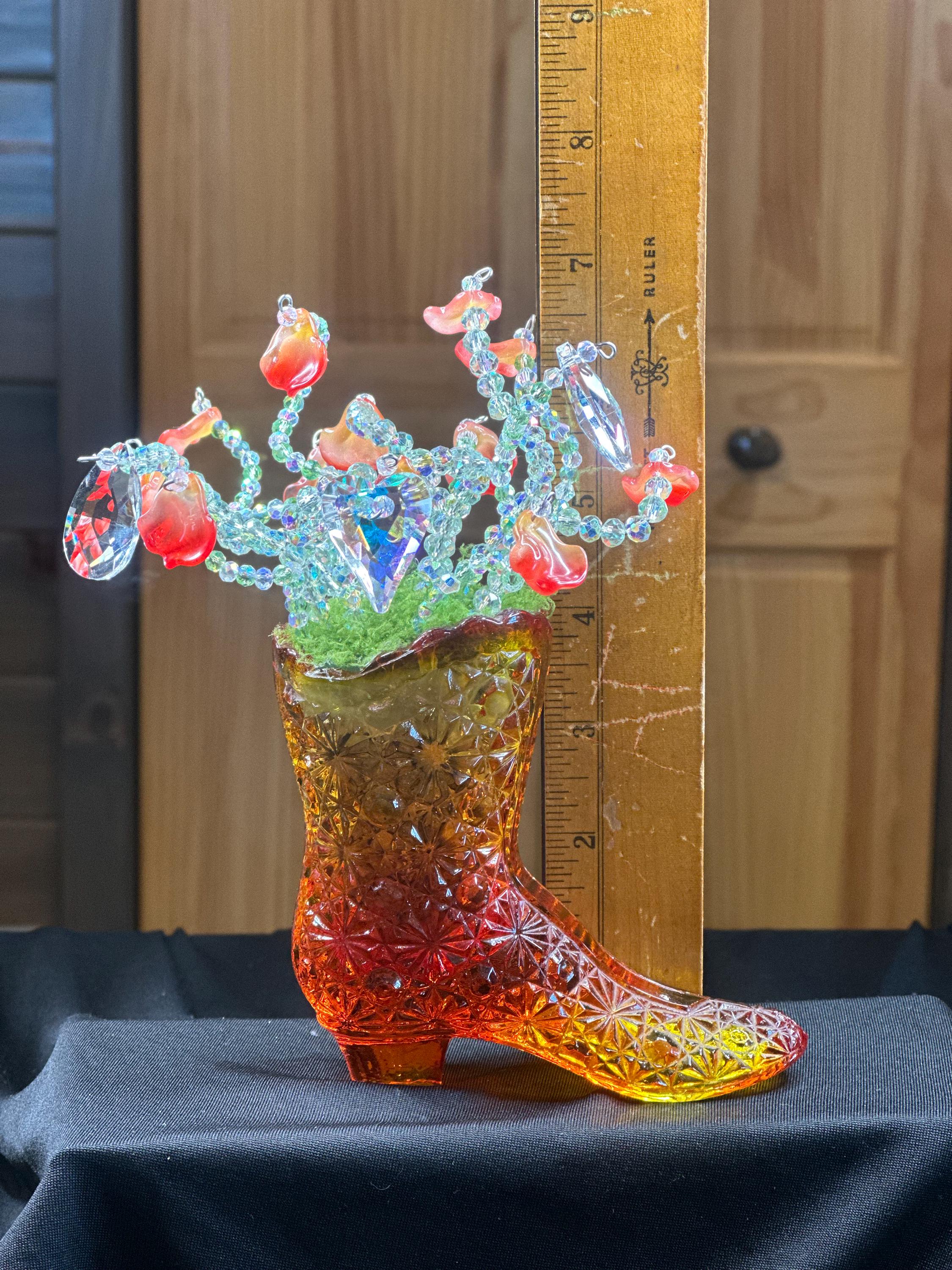 USA  ヴィンテージ　ブーツ　飾り物 Vintage Glass Boot - Etsy