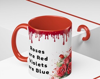 True Crime Junkie Mug, Murder Documentary Lover Gift, Murder Mystery Cup, Red Roses
