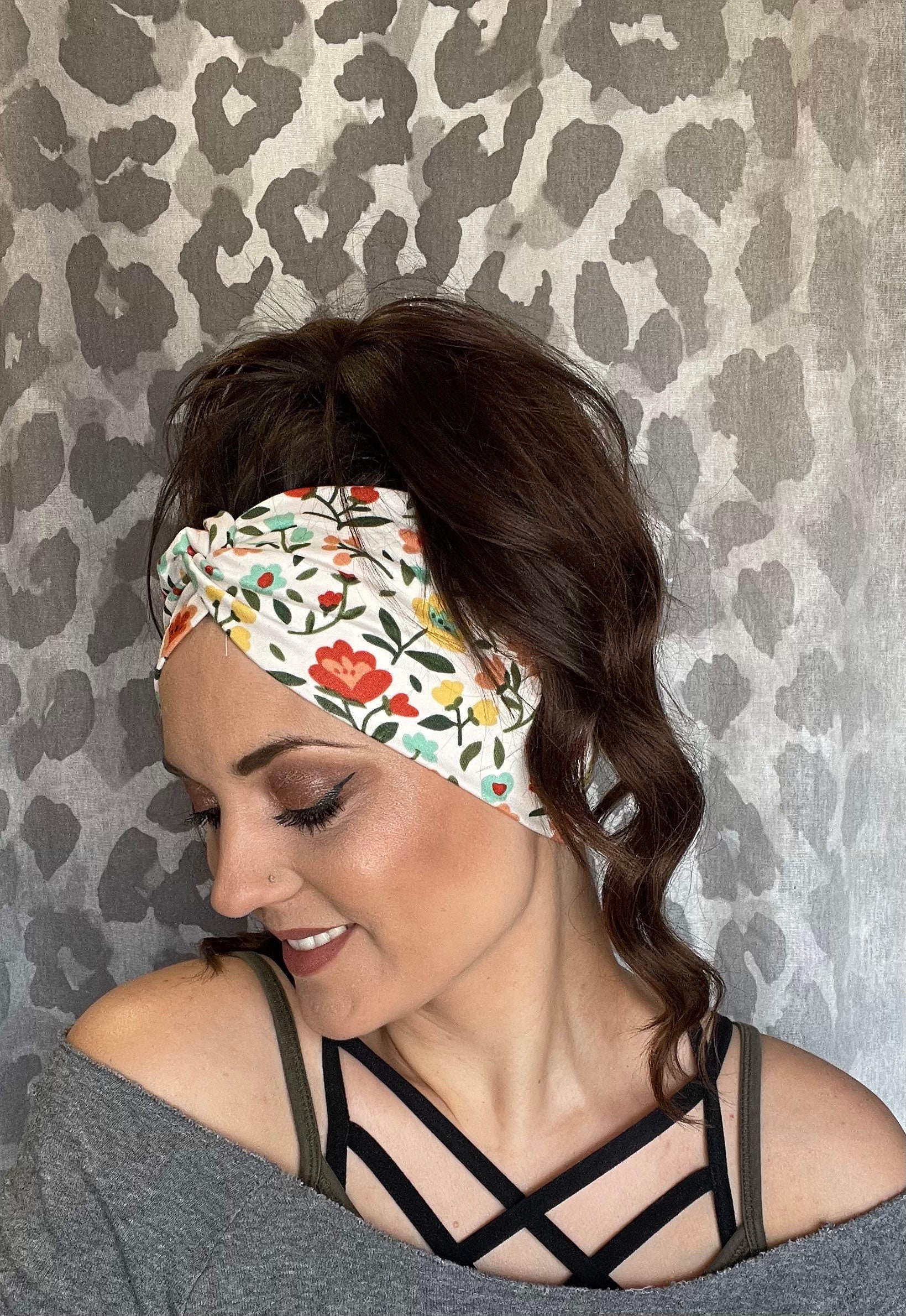 Headband With Buttons Floral Twisted 