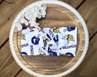 Minnesota Vikings Twisted Turban Headband, Stretchy Fabric, Nurse Button Option