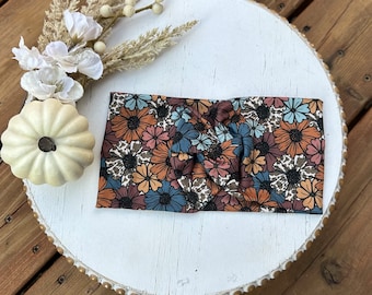 Adult fall floral twisted headband, turban headband,yoga headband,boho headband,adult headband,topknot headband,extra wide twist headband