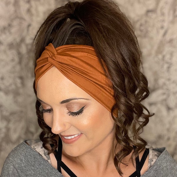 Women’s  burnt orange twisted headband, turban headband,boho headband,adult headband,head wrap,twist headband,wide headband,gifts for her