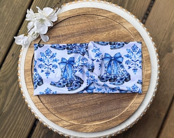 Women’s floral blue cowboy boots wide twisted headband,nurse headband,boho headband,healthcare headband, headband with buttons