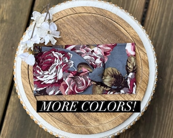 Women’s spring floral wide twisted headband,gift for her,nurse headband,boho headband,healthcare headband,twist headband with buttons