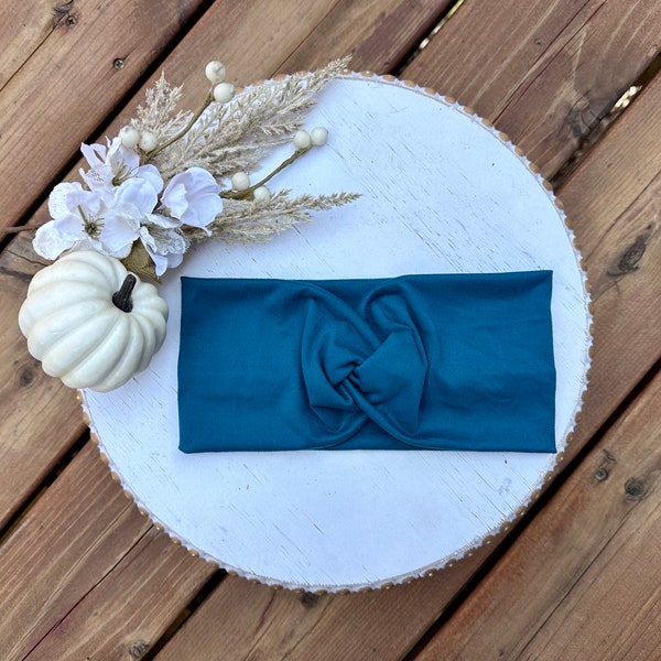 Headband with buttons,headband for masks,nurse headband,ear saver headband, twisted headband,boho turban, teal Twisted Headband,