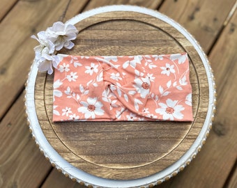 Floral Twist Headband, Boho Topknot Style, Handmade