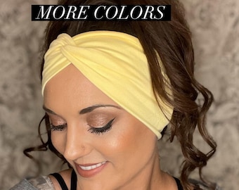 Women’s summer yellow pink purple green headband for women, headband,banana head,boho,non slip headband,twist headband, wide headband,