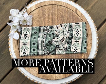 Spring women’s spring Floral Twist wide Headband, Boho Topknot, nurse, buttons, soft and stretchy