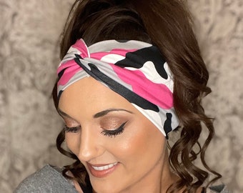 Adult camo twisted headband, turban headband,yoga headband,boho headband,adult headband, head wrap,twist headband, wide headband