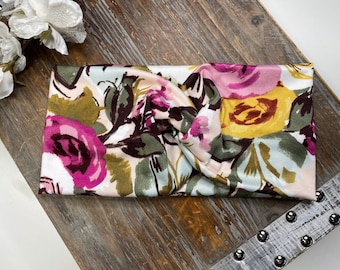 Adult floral twisted headband, turban headband,yoga headband,boho headband,adult headband, head wrap,twist headband, headband with buttons