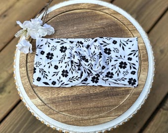 Women’s floral headband, flower headband,black floral headband,boho headband,adult headband,topknot headband,wide twist headband