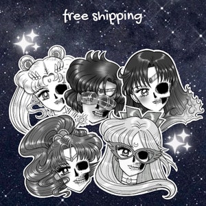 Sailor Sticker Bundle | Sailor Moon Vinyl Stickers | Manga Stickers | Sailor Moon Manga Style Vinyl Stickers | 90's Anime