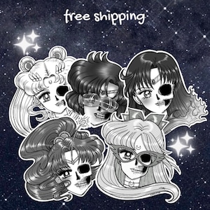 Sailor Sticker Bundle | Sailor Moon Vinyl Stickers | Manga Stickers | Inner Sailor Scout Stickers | 90&#39;s Anime | Inner Senshi