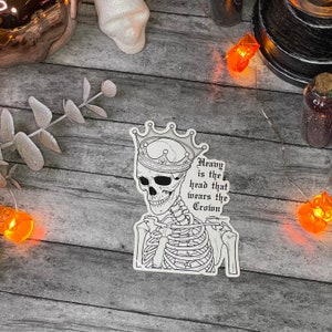 Heavy is the Head Skull Sticker | Vinyl Sticker | Skull Sticker | Skull Art | Halloween | Fall Sticker | Crown Sticker