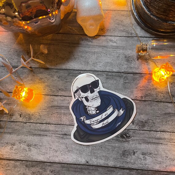 Tranquil as Fuck Skull Sticker | Vinyl Skull Sticker | Sunglasses Sticker | funny Halloween Sticker | Skull Decal | Tranquil AF