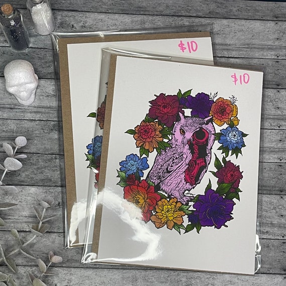 Floral Owl Art Print 5”x7”| Floral Design Print | Owl Art Print | Digital Art | Matte Print | Cute Owl Print