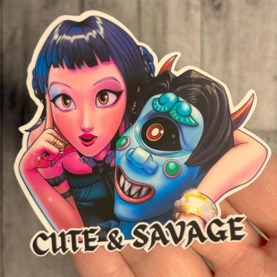 Cute and Savage Sticker | Zoey Sticker | Huntrix | KPop Demon Hunters | Zoey and Demon Sticker | K-Pop Vinyl Sticker