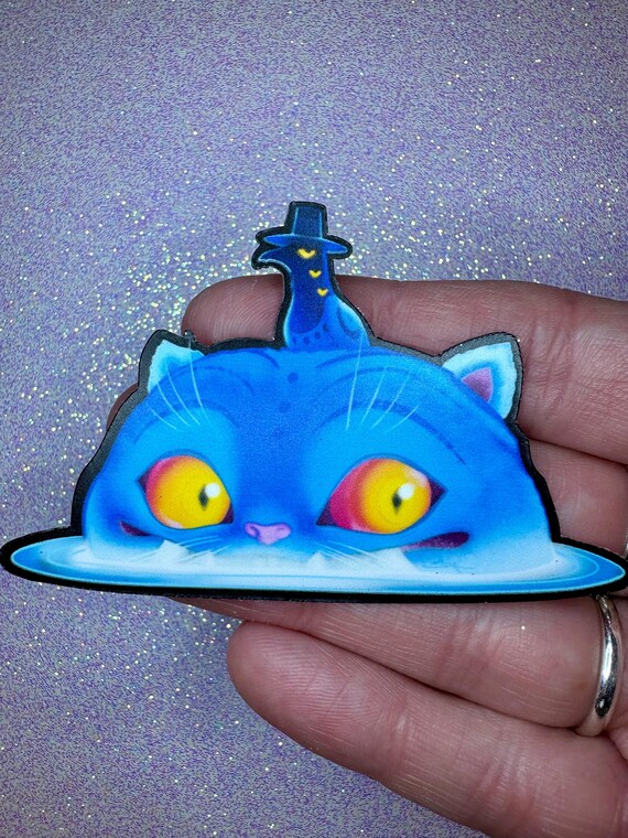 Blue Monster Cat Sticker, Fantasy Cat Vinyl Decal, Creepy Cute Magical Creature Sticker, Matte Goth Cat Art, Cute Monster Companion