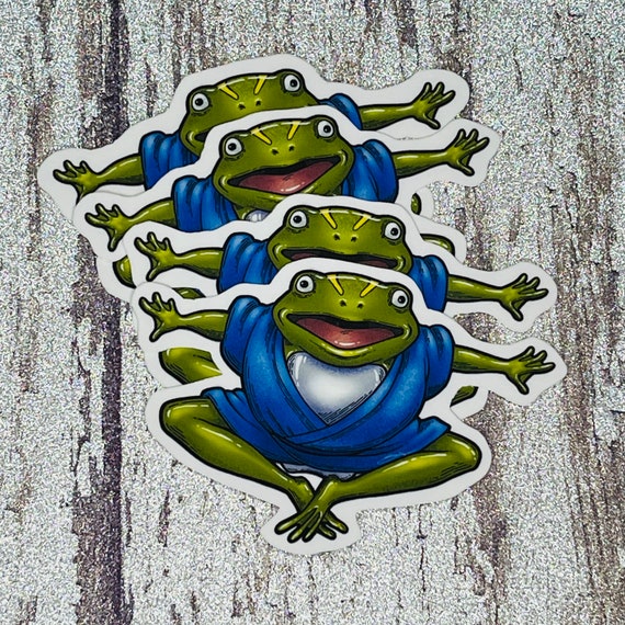 Aogaeru Frog Sticker | Frog Spirit | Spirited Sticker | Jumping Frog Glossy Vinyl Sticker