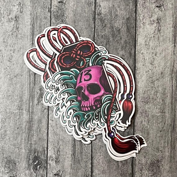 Omamori Sticker | Omamori 13 Tattoo Design | Lucky 13 Sticker | Omamori Skull 13 Tattoo Sticker