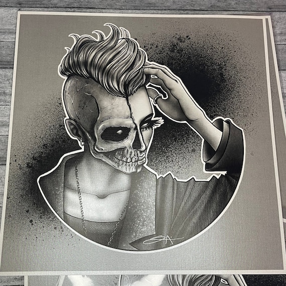 Edge of Beauty Art Print 10”x10” | Dark Art Print | Faux Hawk Hair | Hair Art | Black and white Art