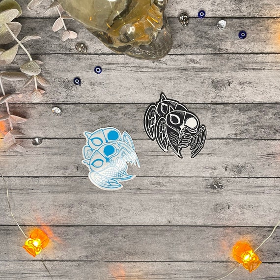 Skullicious Owl Sticker | Owl Vinyl Sticker | Owl Skeleton Sticker | Blue Owl Sticker | Black Owl Sticker