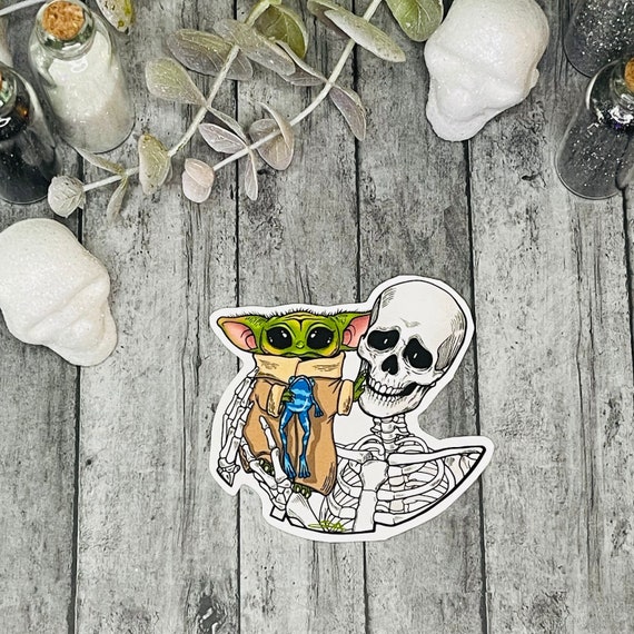 Grogu Love Skelly Sticker | Grogu Sticker | Creepy Cute Sticker | Skeleton Sticker | The Mandalorian Sticker
