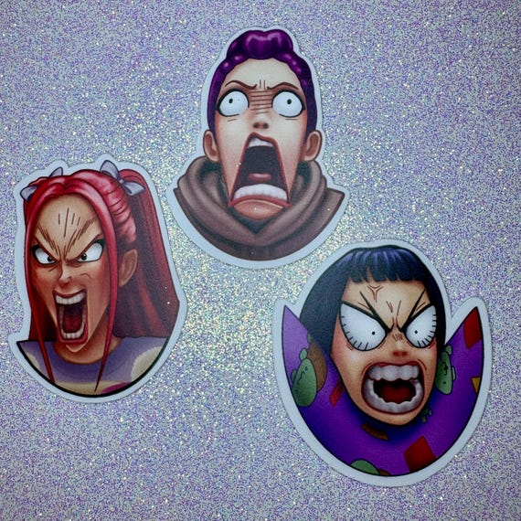 Anime Reaction Face Sticker Set, Rumi, Mirra, Zoey, Funny Manga Inspired Stickers, Creepy Cute Emotional Faces