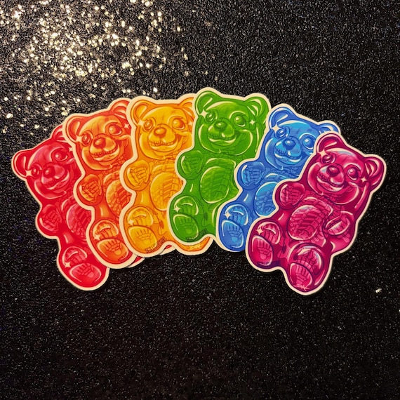 Gummy Bear Skeleton Sticker, Spooky Rainbow Matte Vinyl Decal