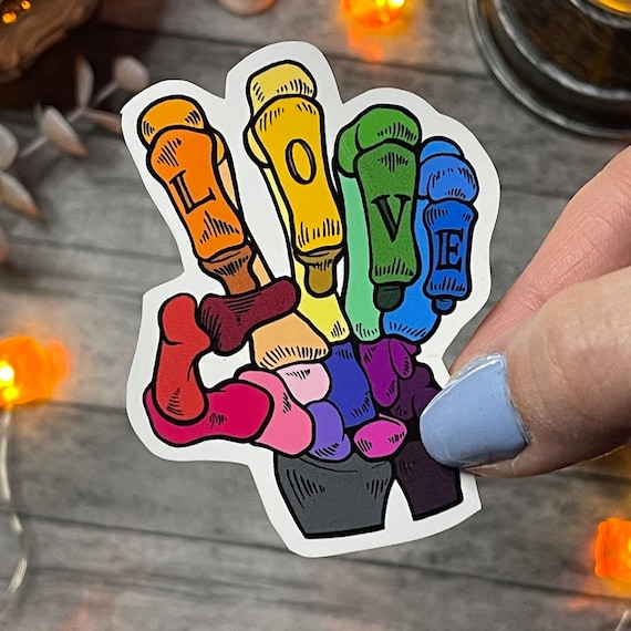 Love Fist Sticker | Skeleton Fist Sticker | Love is Love Sticker | Equality Sticker | Pride Month Sticker | Glitter Sticker | Pride