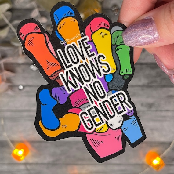 Love Knows No Gender Sticker | Pride Month Sticker | Pride Decal | Equality Sticker | Skeleton Hand Sticker | Pride Color Code Sticker